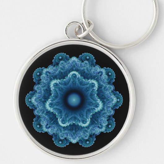 Porte-clés Motif naturel bleu fractal (Devant)