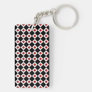 Porte-clés Motif noir, blanc, diamant rouge