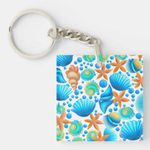 Porte-clés Motif océanique de coquillages et de sébastes