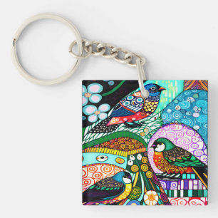 Porte-clés Motif oiseaux modernes gras