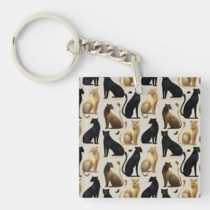 Porte-clés Motif panthère moderne du milieu du siècle sans co