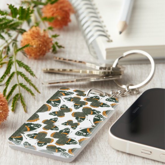 Porte-clés Motif papillon de l'amiral rouge (Devant droit)