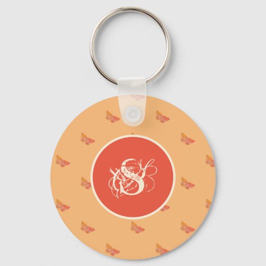 Porte-clés Motif papillon moderne Modèle Monogramme initial (Recto)