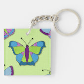 Porte-clés Motif papillon patchwork sur fond vert (Dos)