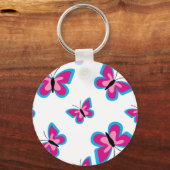 Porte-clés Motif papillon rose bleu (Recto)