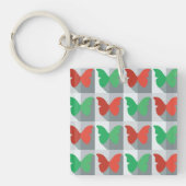 Porte-clés Motif papillon rouge et vert (Devant)