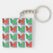 Porte-clés Motif papillon rouge et vert (Dos)