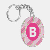 Porte-clés Motif Pastèque Rose Monogramme Cercle (Devant gauche)