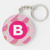 Porte-clés Motif Pastèque Rose Monogramme Cercle (Dos)