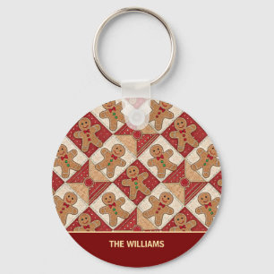 Porte-clés Motif patchwork de bonhomme en pain d'épices migno