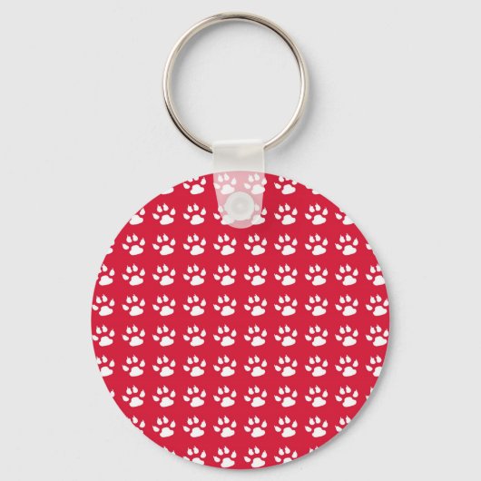 Porte-clés Motif Pawprint (rouge et blanc) (Recto)