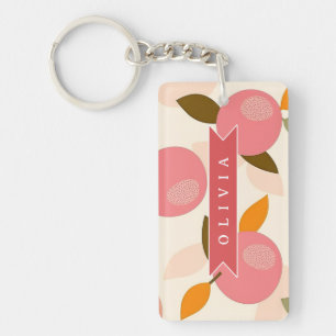 Porte-clés Motif personnalisé de pêche Mignon été rétro