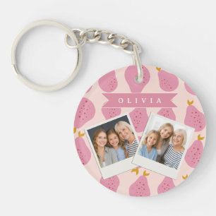 Porte-clés Motif personnalisé de poire rose, joli fruit fémin