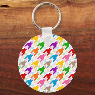 Porte-clés Motif pied-de-poule coloré blanc