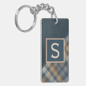 Porte-clés Motif Plaid Turquoise en bande bleu foncé personna (Devant gauche)