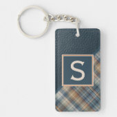 Porte-clés Motif Plaid Turquoise en bande bleu foncé personna (Devant)