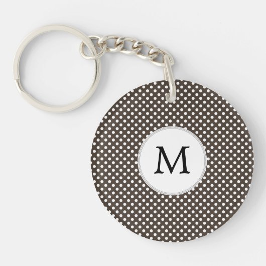 Porte-clés Motif Pois Monogramme personnalisé en Brown (Devant)