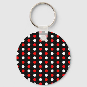 Porte-clés Motif pois rouge et blanc