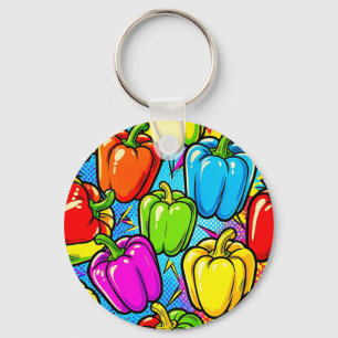 Porte-clés Motif Poivrons Pop Art