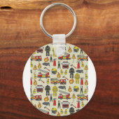 Porte-clés Motif pompier, Camion-feu, Secourt, Flam (Verso)