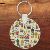Porte-clés Motif pompier, Camion-feu, Secourt, Flam (Recto)