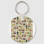 Porte-clés Motif pompier, Camion-feu, Secourt, Flam (Verso)