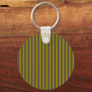 Porte-clés Motif rayé en chocolat brun et vert olive