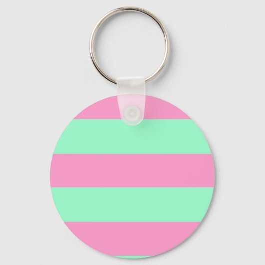 Porte-clés Motif rayé rose classique et vert menthe (Recto)