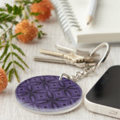 Porte-clés Motif Rétro de Couleur Violet Foncé (Devant droit)