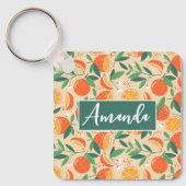 Porte-clés Motif rétro de fruits d'agrumes orange (Recto)
