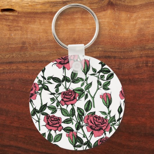 Porte-clés motif rose (Recto)