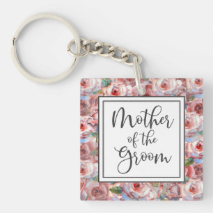 Porte-clés Motif Rose Blush Mère du Carré Groom