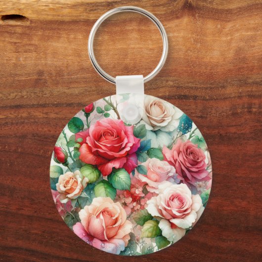 Porte-clés Motif Rose Fantaisiste (Verso)
