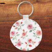 Porte-clés Motif rose rose, couleur douce, (Recto)