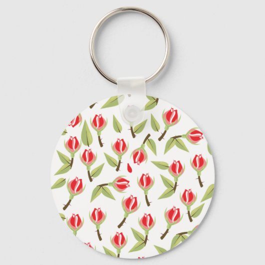 Porte-clés Motif Rose Rouge (Recto)