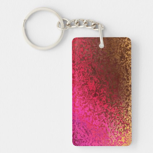 Porte-clés Motif rose rouge et or (Devant)