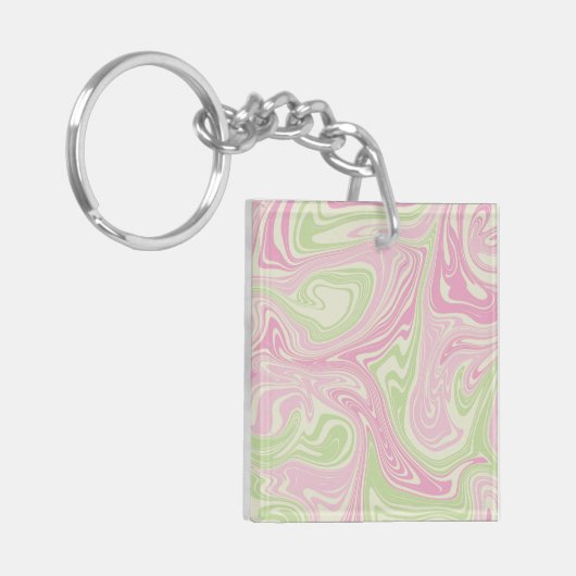 Porte-clés Motif rose vert à bille liquide (Devant gauche)