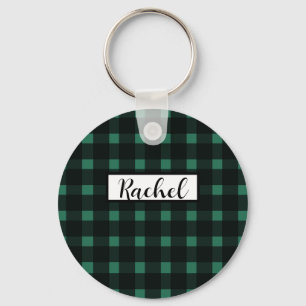 Porte-clés Motif rustique Black Green En vichy