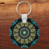 Porte-clés Motif sacré bleu vert fractal (Recto)