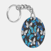 Porte-clés Motif sans couleur foncée avec papillons bleus Mor (Devant gauche)
