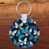Porte-clés Motif sans couleur foncée avec papillons bleus Mor (Recto)