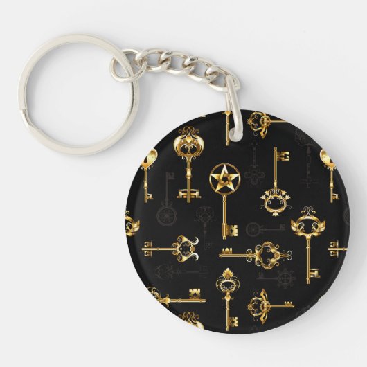 Porte-clés Motif sans couture avec des clés dorées (Devant)