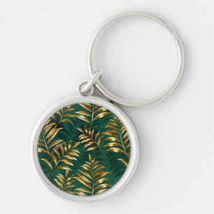Porte-clés Motif sans couture avec des fougères dorées