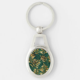 Porte-clés Motif sans couture avec des fougères dorées