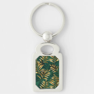 Porte-clés Motif sans couture avec des fougères dorées