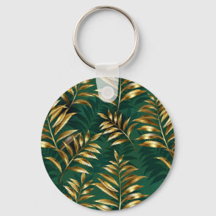 Porte-clés Motif sans couture avec des fougères dorées