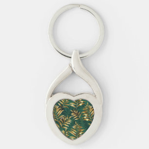 Porte-clés Motif sans couture avec des fougères dorées