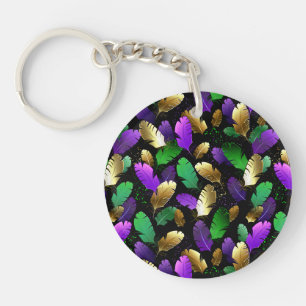 Porte-clés Motif sans couture avec des plumes de Mardi Gras
