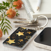 Porte-clés Motif sans couture avec étoiles d'or (Devant droit)