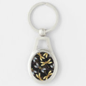 Porte-clés Motif sans couture avec libellules d'or (Devant)